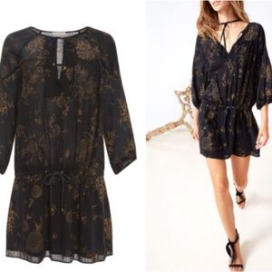 Ulla Johnson Varca Black & Gold Mini Dress